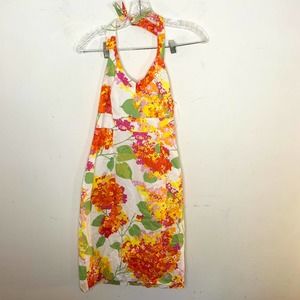 Boden Dress Floral Halter Cotton Mini Short Sleeveless Summer Women’s 4 Regular